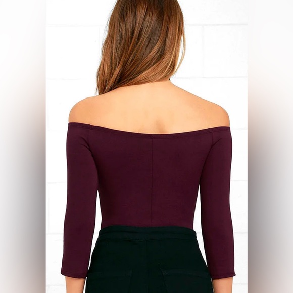 LULU’S LIKE A BIRD PLUM PURPLE OFF-THE-SHOULDER BODYSUIT - Picture 3 of 7